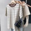 ¡Trece líneas de productos de calidad! Camiseta de rayas de manga corta y versión holgada con tecnología de dobladillo interior de algodón para mujer, no te arrepientas-top