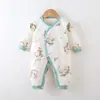Mono Acolchado para Bebé Otoño/Invierno 40g Recién Nacido Algodón Puro Sin Etiquetas Ropa de Mariposa Manga Larga Engrosado Cálido Ropa de Monje