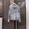 Verano Nuevo Ropa de Protección Solar de Seda de Hielo Camiseta de Malla de Manga Larga para Mujer Top Fino con Estampado de Luna Camiseta Básica Shihai