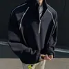 Sudadera de peso pesado estilo americano con cuello alto medio para hombre, marca de tendencia autumn cleanfit, elegante y genial, corte holgado, chaqueta con media cremallera para parejas
