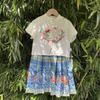 [Regalo] Traje de falda de cara de caballo para niña de familia Doodle verano para niños de dos piezas verano ropa china falda de bebé femenina