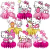 Hello kitty Panal de Abeja Adornos Fiesta de Cumpleaños Infantil hello kitty Tema Adornos de Escritorio Decoración de Fiesta