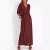 Primavera y verano 2025 Transfronterizo Europa y América Amazon Comercio Exterior Estación Independiente Moda Color Sólido Cintura Alta Dividida Vestido con Cuello en V Mujeres