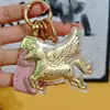 Nuevo Modelo Oro Puro 999 "Hazte Rico al Instante" Llavero Colgante para Bolso Princesa Caballo Pequeño Encanto para Llaves Lámina de Oro
