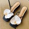 Diseño de Punta Cuadrada Nicho Sandalias de Flores para Mujer 2025 Nuevas Sexy Punta Abierta Tacón Grueso para Exterior Zapatos de Hada