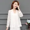 Nuevo Cárdigan de Encaje de Verano Corto Estilo Occidental Chal Pequeño Ropa de Protección Solar Camisa de Aire Acondicionado para Mujer Abrigo Delgado de Primavera para Madre