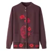 Roupas para mulheres de meia-idade e idosas casaco suéter de inverno mãe tricô com forro de fleece roupas para idosos cardigã quente top