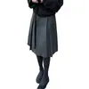Nueva Colección Otoño-Invierno 2026 Falda de Lana de Alta Gama para Mujer, Elegante, Adelgazante, a la Moda y Versátil, Gris, de Longitud Media, Corte A