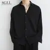 Camisa Preta Masculina Manga Longa Estilo Coreano Tendência Bonita Jaqueta Masculina Dk Casual de Verão Roupa Masculina com Camisa Branca