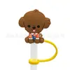 Nuevo protector de pajita de cachorro de dibujos animados tapa de pajita de 10 MM tapón de polvo de silicona decoración de pajita de fiesta de dibujos animados linda cruz
