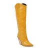 Botines cortos con patrón de escamas de pescado comercio exterior nuevos grano de madera tacón alto botas altas Y10