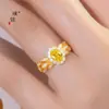 Anillo Huevo de Paloma Incrustado con Diamantes Estilo Corte Francés de Oro Brillante 24K de la Tienda de Oro Puzuo, Anillo de Alta Gama para Mujer, Regalo para Novia