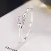Anel Quadrado com Diamante Cintilante de Bambu para Mulheres, Nova Moda, Personalizado, Design de Nicho de Alta Qualidade, Anel Aberto Ajustável para Dedo Indicador