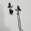 Pendientes de invierno 2024 con borlas de mariposa y perla negra, pendientes con clip avanzado para mujer