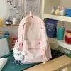 Mochila Amarilla Crema con Lazo Bordado para Mujer, Estilo Ins, Gran Capacidad, Ligera para Viajes Diarios y Estudiantes de Secundaria
