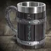 Suministro Transfronterizo Creativo Vikingo V8V6 Taza de Cerveza Vikinga Taza de Acero Inoxidable Resina Barril de Roble Taza de Agua