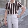 Polo de Manga Corta con Rayas de Contraste y Media Cremallera para Hombre, de Moda para el Verano, Yuppie Ligero y Maduro, Slim, con Solapa, Camiseta de Media Manga