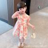 Vestido de niña, nuevo estilo de verano 2022, tendencia de moda para niñas, vestido de princesa informal floral para niñas pequeñas y medianas.