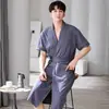 Bata de Dormir para Hombre Verano Delgada de Manga Corta Holgada Talla Grande Bata de Baño de Longitud Media para Hombre Bata de Una Pieza para Hombre Ropa Casual para el Hogar