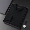 Camiseta Térmica Dupla Face Gola Meia-Alta para Homens, Cor Sólida de Outono e Inverno, Moletom Quente Casual de Manga Longa, Camada Base para Homens