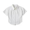 Sentido del Diseño Verano Deseo Puro Cremallera Doble Camisa Corta Curva Nuevo Solapa Pequeña Holgada Moda Camisa