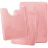 Alfombrilla de baño Amazon transfronteriza, alfombrilla absorbente de color liso simple, alfombra de baño de vellón de coral, tres piezas, resistente a las manchas
