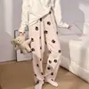 Pijama Feminino Outono Inverno 2026 Novo Desenho Animado Simples Estilo Japonês Laço Pijama Feminino Pode Ser Usado Fora Algodão Nuvem