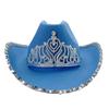 Sombrero Vaquero Occidental Azul Sombrero de Copa Sombrero de Lentejuelas para Actuación en Escenario Sombrero con Forma Fabricante Sombrero Vaquero de Fieltro al por Mayor