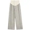 Pantalones de maternidad, colección primavera y verano, pantalones de pierna ancha a rayas, nuevo estilo con caída fluida, efecto adelgazante, forrados de polar y engrosados, adecuados para figuras petite, pantalones largos