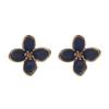 Brincos de Flor de Camélia com Esmalte Escorrendo Azul Escuro Agulha de Prata S925 Pequenos Frescos Estilo Francês Retrô Hong Kong Brincos de Clipe