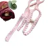 Accesorios de Encaje de Diente de Perro con Bola de Pelo Colorida de Gama Alta Cinturón Decorativo Cinta Tejida Hecho a Mano DIY Accesorios para Ropa Lolita