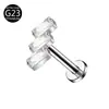 Aleación de Titanio G23 Diente Interno Incrustado Circonita Rayo Tortuga Arcoíris F136 Joyería para Piercings Pendientes Labios Uñas Uñas del Cartílago