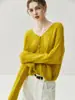 Cárdigan de Seda de Morera y Cachemira Minimalista Ligero y Transpirable para Mujer, Cuello en V, Estilo Perezoso, Prendas de Punto Reductoras de Edad, Prenda Exterior Superior para Mujer