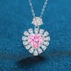 Ancla de TikTok Colgante de Corazón Rosa Rojo Azul de Plata s925 con Circonita Collar de Amor de Lujo Discreto Estilo Coreano Femenino