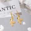 Aretes de Mariposa Huecos, Aretes de Moda, Aretes de Mariposa de Diamantes Transfronterizos Versátiles de Nicho de Venta Caliente, Aretes, Europeos y Americanos