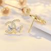 Pendientes elegantes y sencillos con aguja de plata S925 de Corea Dongdaemun, oro de 18 quilates y perla con lazo pequeño para mujer