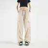 [250408003] Overol Americano Primavera y Verano para Mujer Delgado Pareja Casual Pantalones de Pierna Ancha Rectos