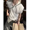 Camiseta Henley de manga corta con rayas verticales en relieve para verano para hombre y mujer, retro, Cleanfit, cuello con solapa, top de punto, moderno