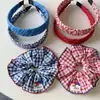 Faixa de Cabelo Vermelha e Azul Plissada Estilo Retrô Coreano com Aba Larga, Presilha Artística de Menina de Nicho, Elástico de Cabelo, Scrunchie Acessório de Cabelo
