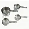 Juego de 4 Tazas Medidoras de Acero Inoxidable con Marcas de Escala, Taza Medidora con Asa Soldada Transfronteriza, Cucharas Medidoras, Juego de Herramientas para Hornear