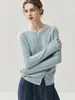 Suéter Simples de Caxemira Novo Outono e Inverno com Mangas Raglã para Mulheres, Gola Redonda, Peça de Roupa Versátil Simples de Cor Sólida para Outono e Inverno