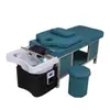 Cama de champú para terapia capilar con estructura de acero de alta gama tailandesa, dedicada a peluquerías, circulación de agua a temperatura constante, fumigación, salón de peluquería, salón de belleza, totalmente reclinable