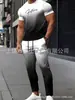 Traje Casual Nuevo para Hombre 2026, Camiseta Estampada Personalizada de Manga Corta y Pantalones Jogger, Conjunto Suelto de Dos Piezas