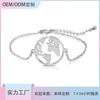 Diseño de nicho ins europeo y americano mapa del mundo de plata pulsera de acero inoxidable personalizada para hombre y mujer pulsera de acero de titanio de alta calidad