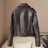 Uma pequena seleção de roupas: Jaqueta curta de couro genuíno estilo coreano Haining outono para mulheres petites, Casaco de pele de carneiro estilo motociclista feminino 2026