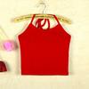 Top Cropped de Algodão Curto Slim com Cadarço no Pescoço Halter para Mulheres, Tamanho Plus Size, Barriga e Costas à Mostra, Atacado de Outono do Fabricante
