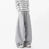 Pantalones deportivos tipo jogger grises de peso pesado deconstruidos para hombre, nuevos de otoño/invierno, ajuste holgado, retro, modernos, de pierna ancha, casuales, largos.