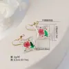Pendientes de Navidad de Flores Secas de Amazon Diseño Verde Creativo Hechos a Mano de Resina Pendientes de Árbol de Navidad Pendientes de Nicho