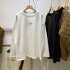 Playera de Maternidad para Mujer Otoño e Invierno 2023 Estilo Occidental Sencilla Atmosférica Básica Cuello Redondo Manga Larga Algodón Puro Camiseta Base para Mujer
