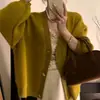 Suéter cárdigan de punto estilo coreano estilo perezoso para mujer, abrigo de primavera y otoño, nuevo top con cuello en V antiedad, color sólido dulce que combina con todo.